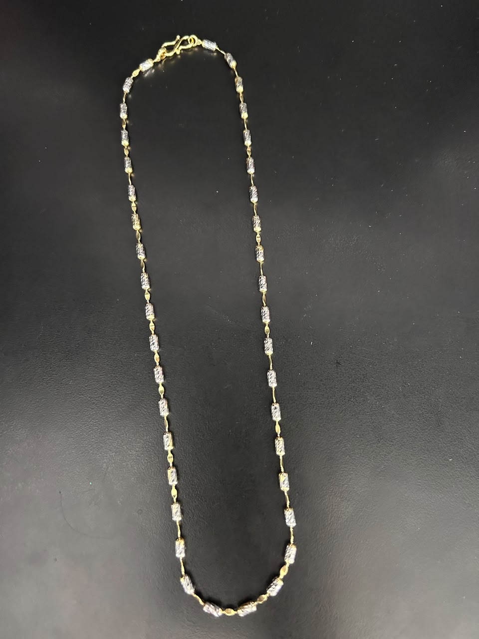 Elvara Gold-Tone Diamond-Look Barrel Bead Chain