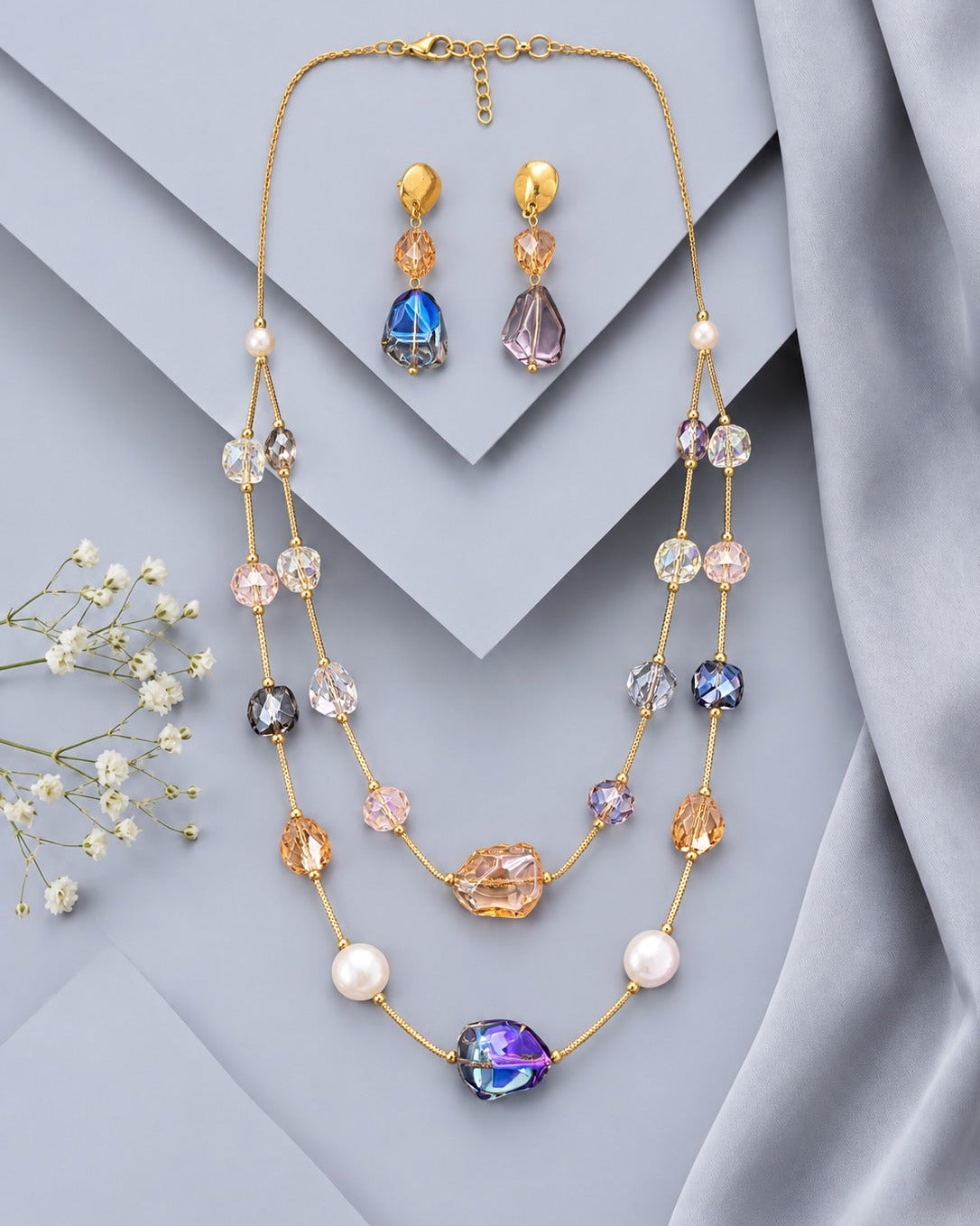 Aurelia Multicolour Crystal Designer Mala Set