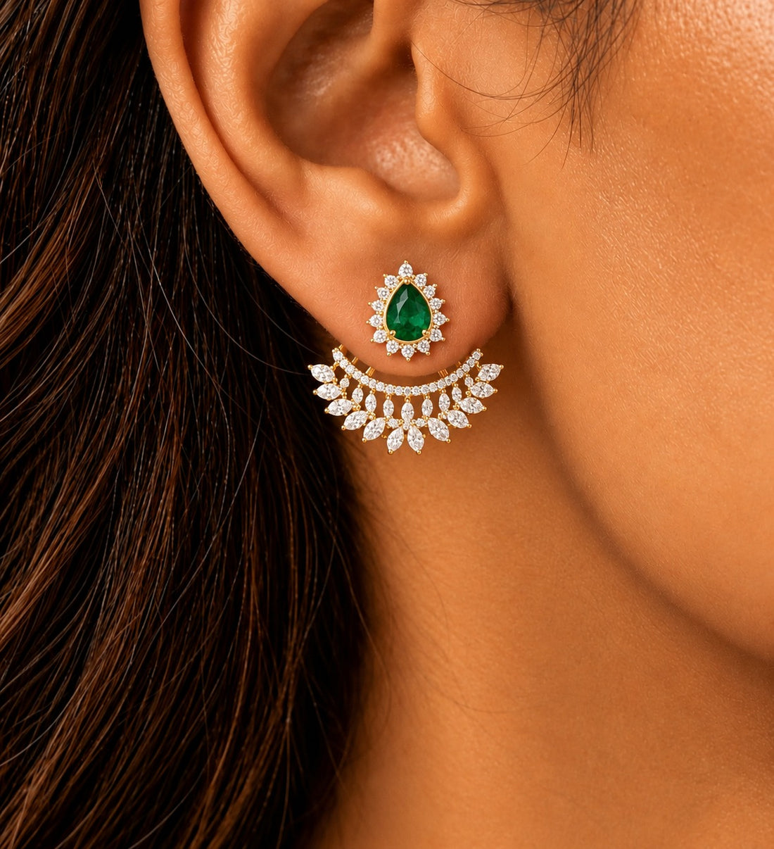 Aurelia Crescent Ear-Jacket Screw Earrings