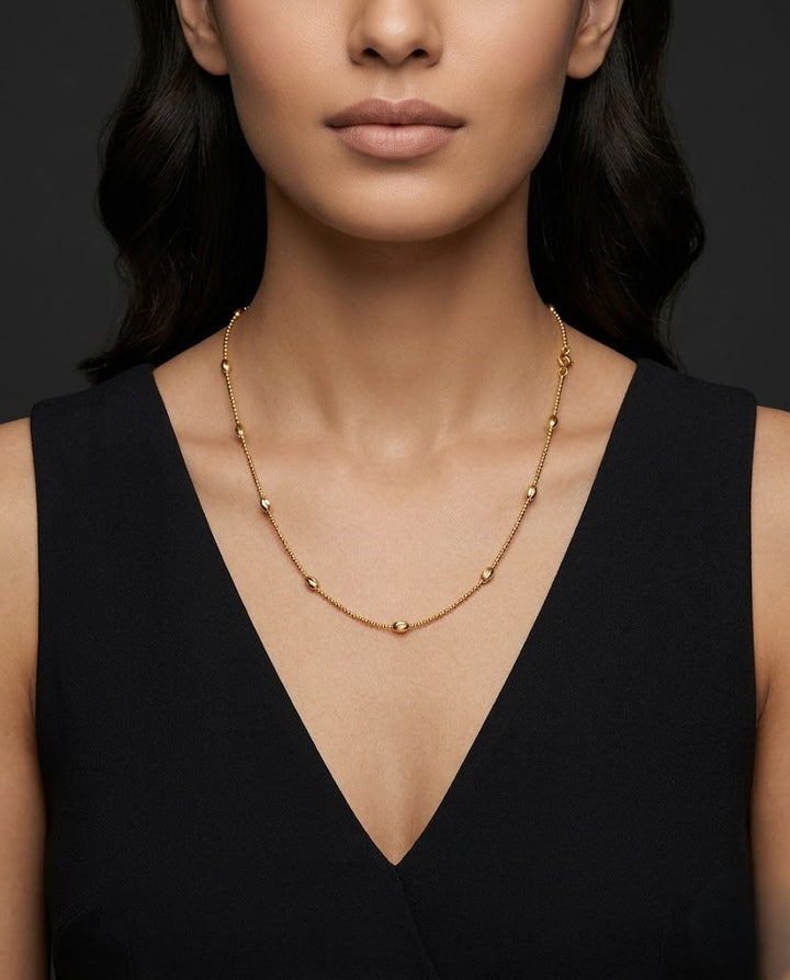 Oval Bead Gold Finish Chain for Women
