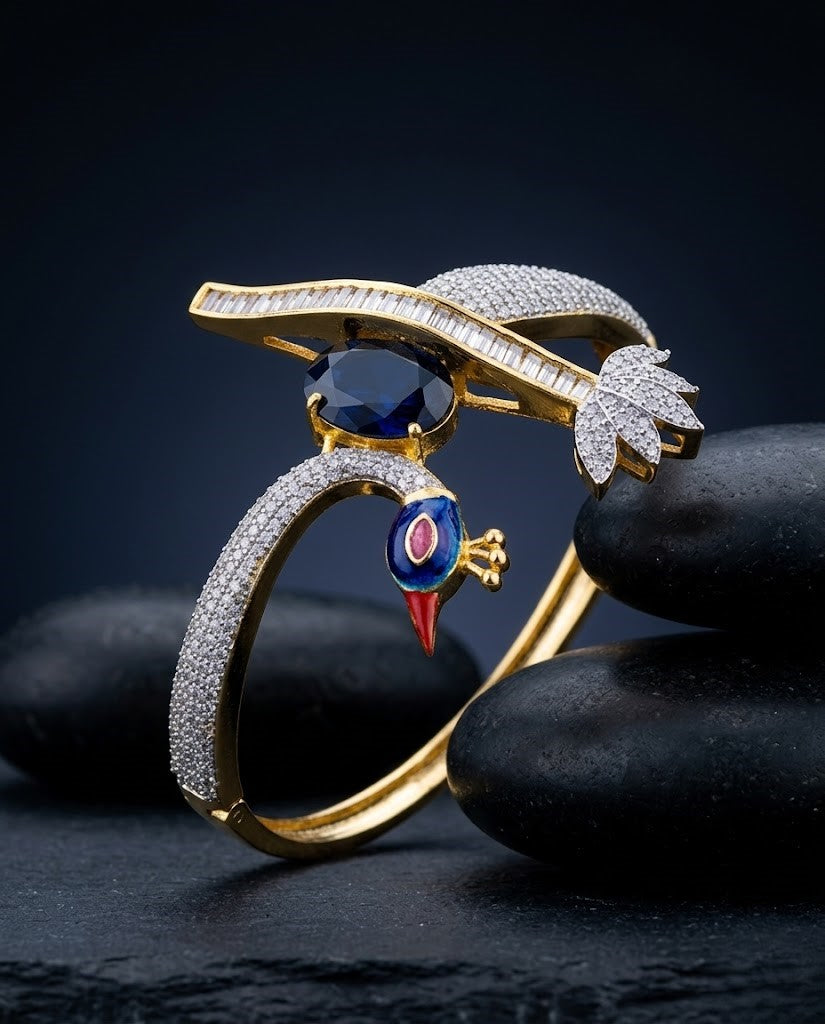 Mayurika Royal Peacock Designer Openable Kada Bracelet for Women
