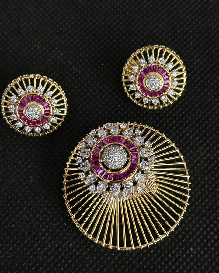 Ruhani Ruby Sunburst Pendant Set