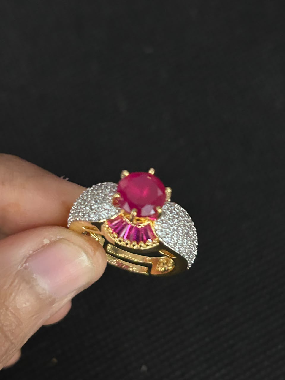Majestic Crown Solitaire Adjustable Ring