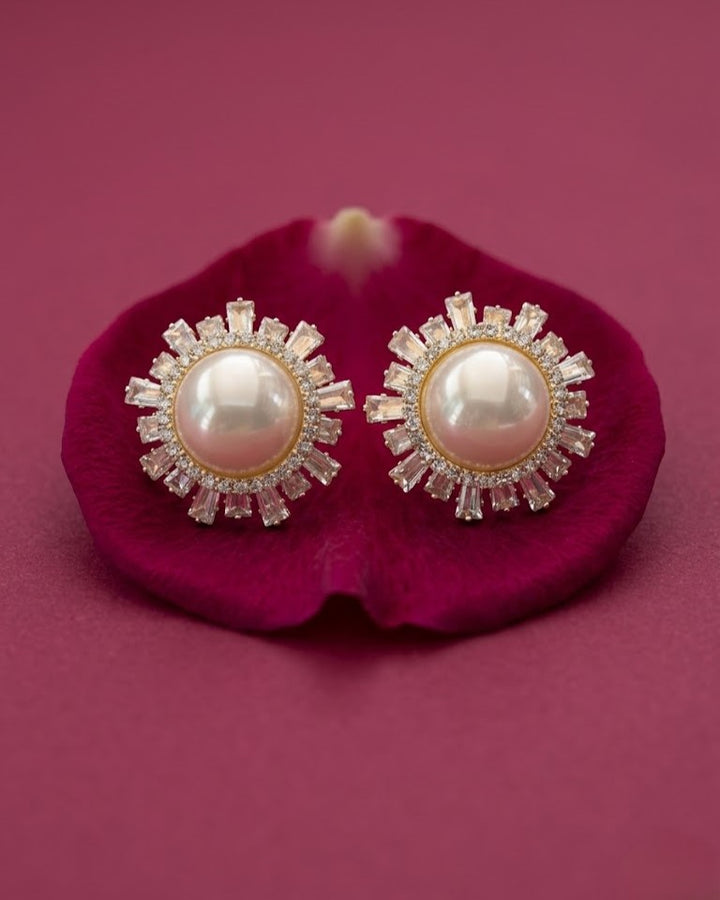 Mahira Pearl Sunburst Stud Earrings
