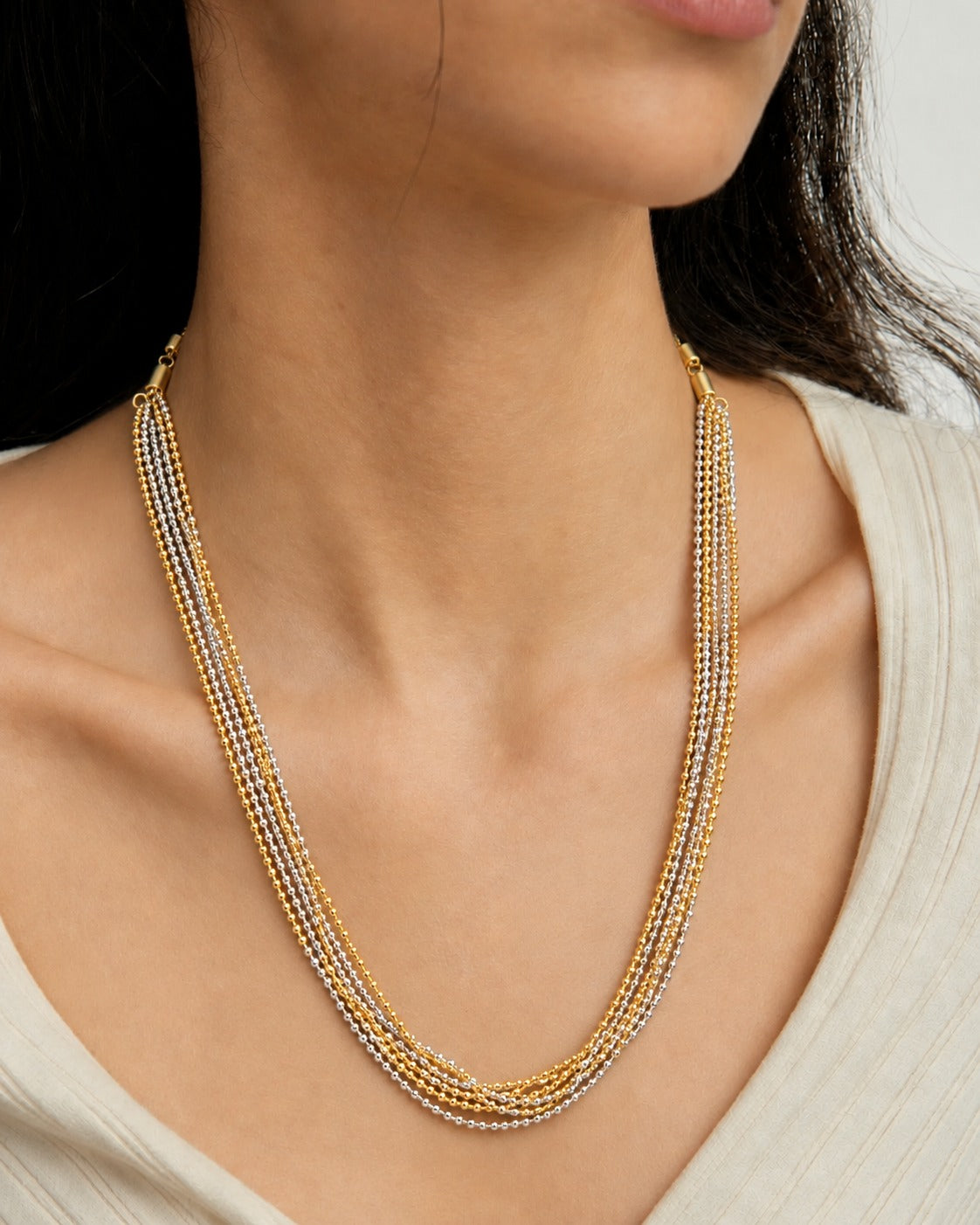 Aurelia Two-Tone Multi-Layer Italian Chain Necklace