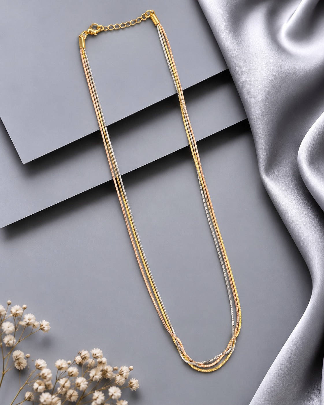 Liora Tri-Tone Fine Link Chain – 18 Inch