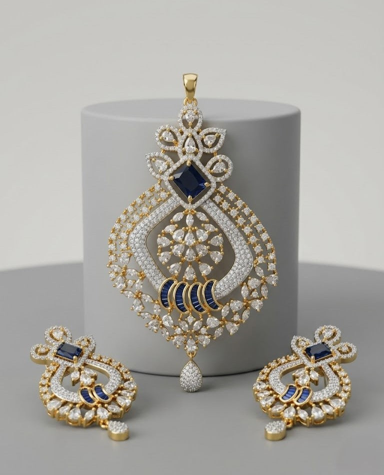 Vaidehi Emerald Rangmahal Pendant Set