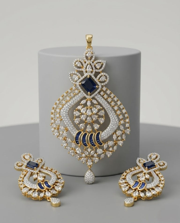 Vaidehi Emerald Rangmahal Pendant Set