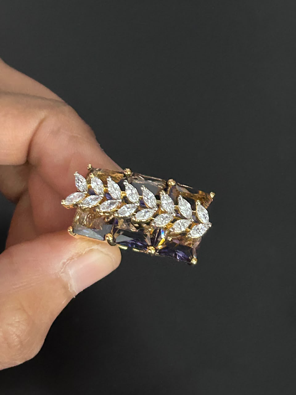 Elowen Crystal Vine Adjustable Ring