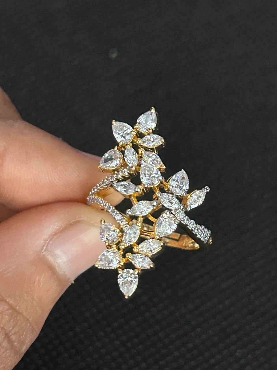 Aurelia Leaf Cascade Adjustable Ring