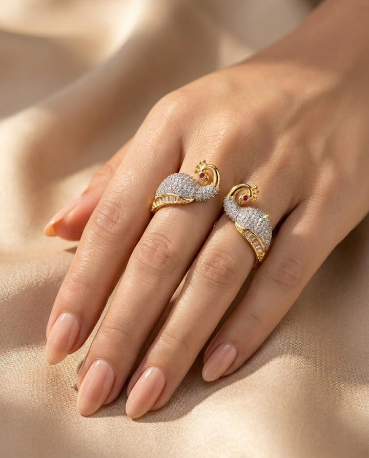 Mayurika Twin Mor Diamond Openable Ring