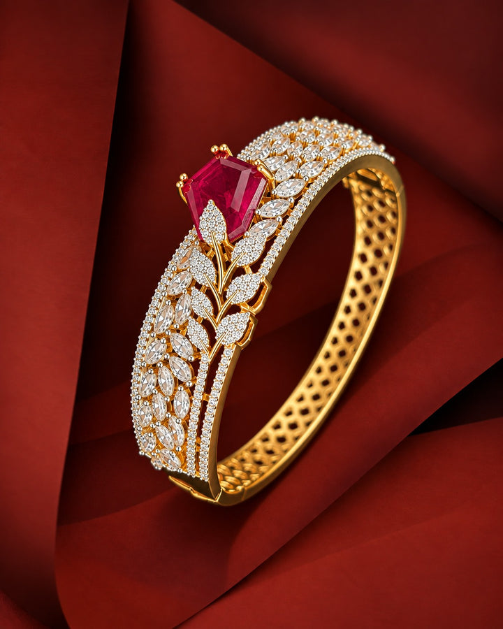 Seraphina Oval Openable Statement Bracelet – Blue, Green & Ruby | Fits 2.4 & 2.6