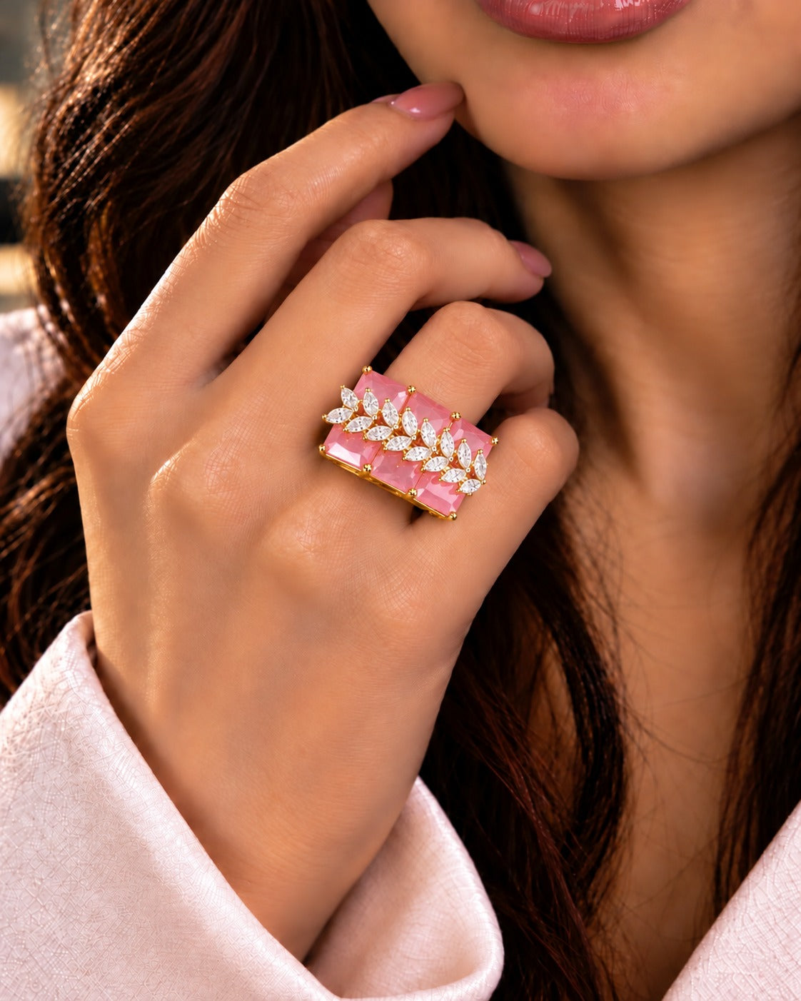 Elowen Crystal Vine Adjustable Ring