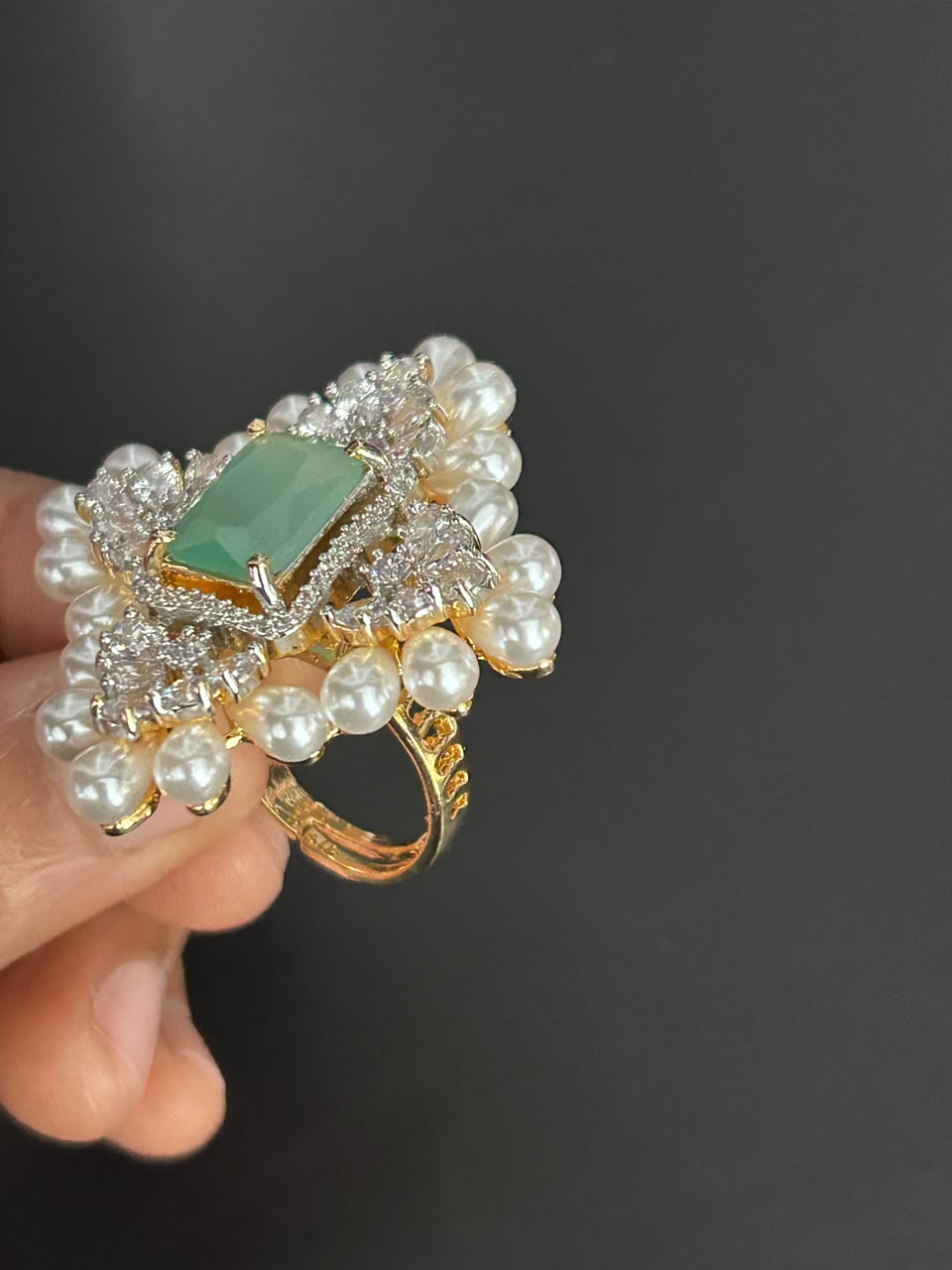 Aurelia Pearl Halo Adjustable Ring