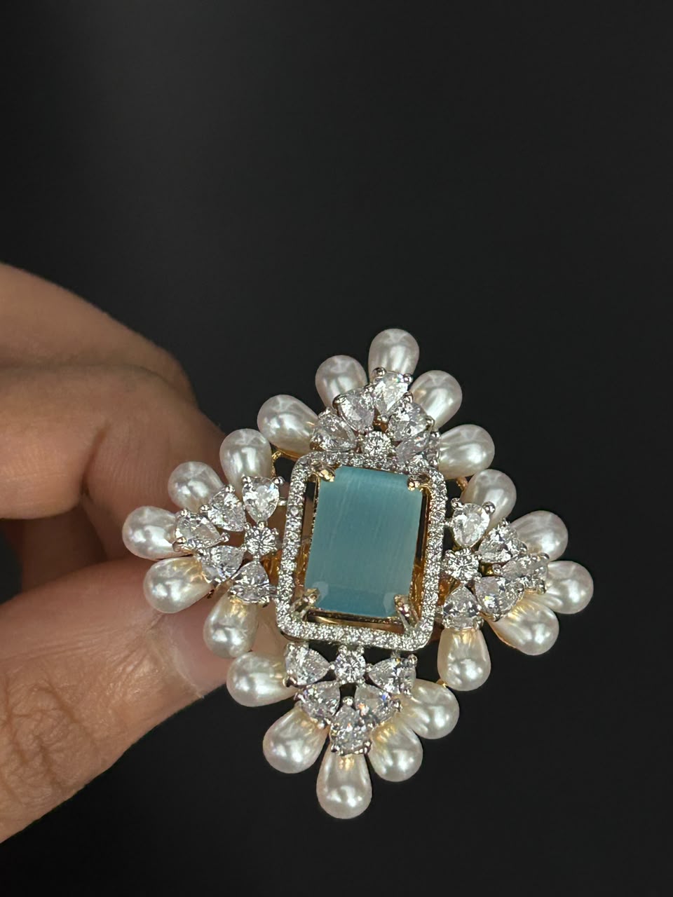 Aurelia Pearl Halo Adjustable Ring