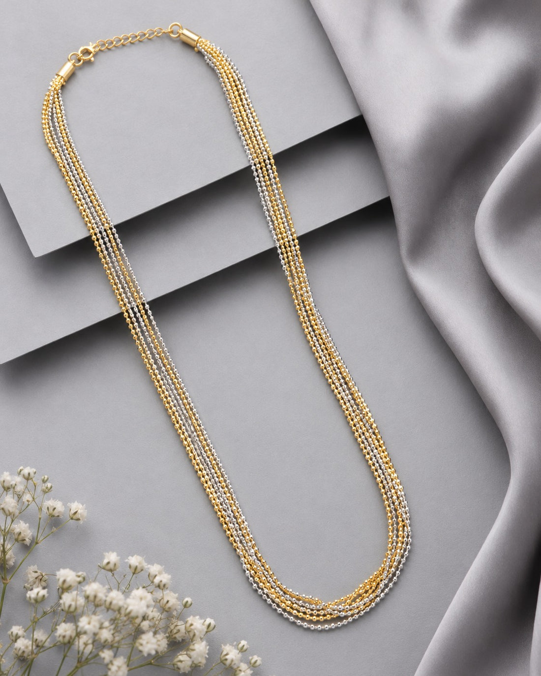 Aurelia Two-Tone Multi-Layer Italian Chain Necklace