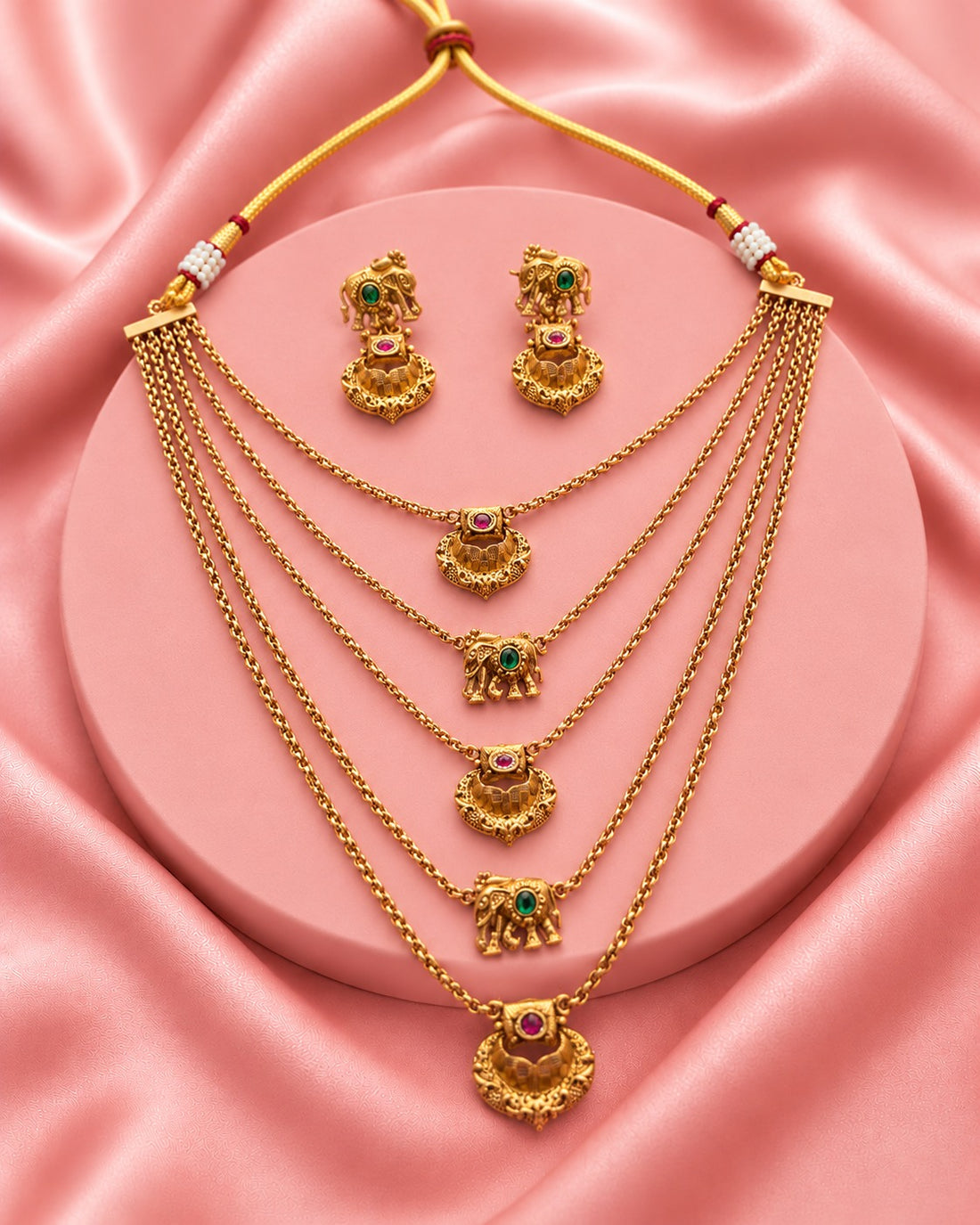 Rajwada Elephant Cascade Necklace Set