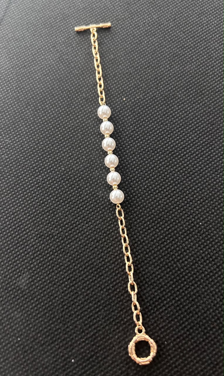 Alina Gold-Tone Minimal Pearl Chain Bracelet