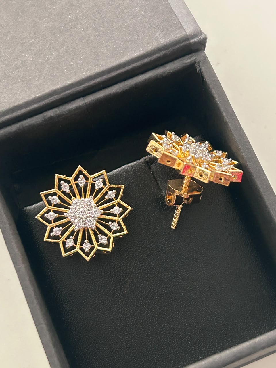 Solara Screw Stud  Sunburst Earrings