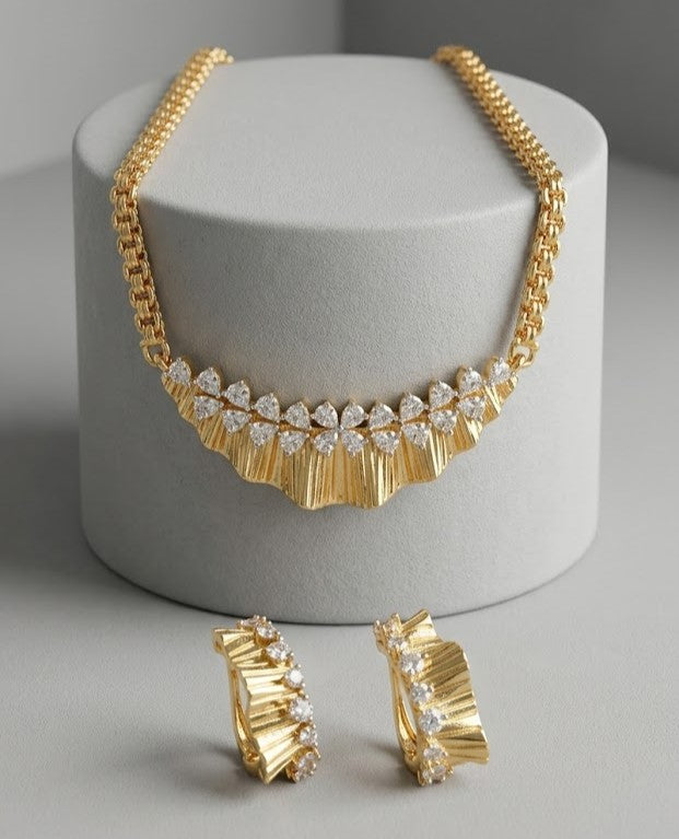 Svarna Noor Gold Tone Crystal Necklace Set for Women