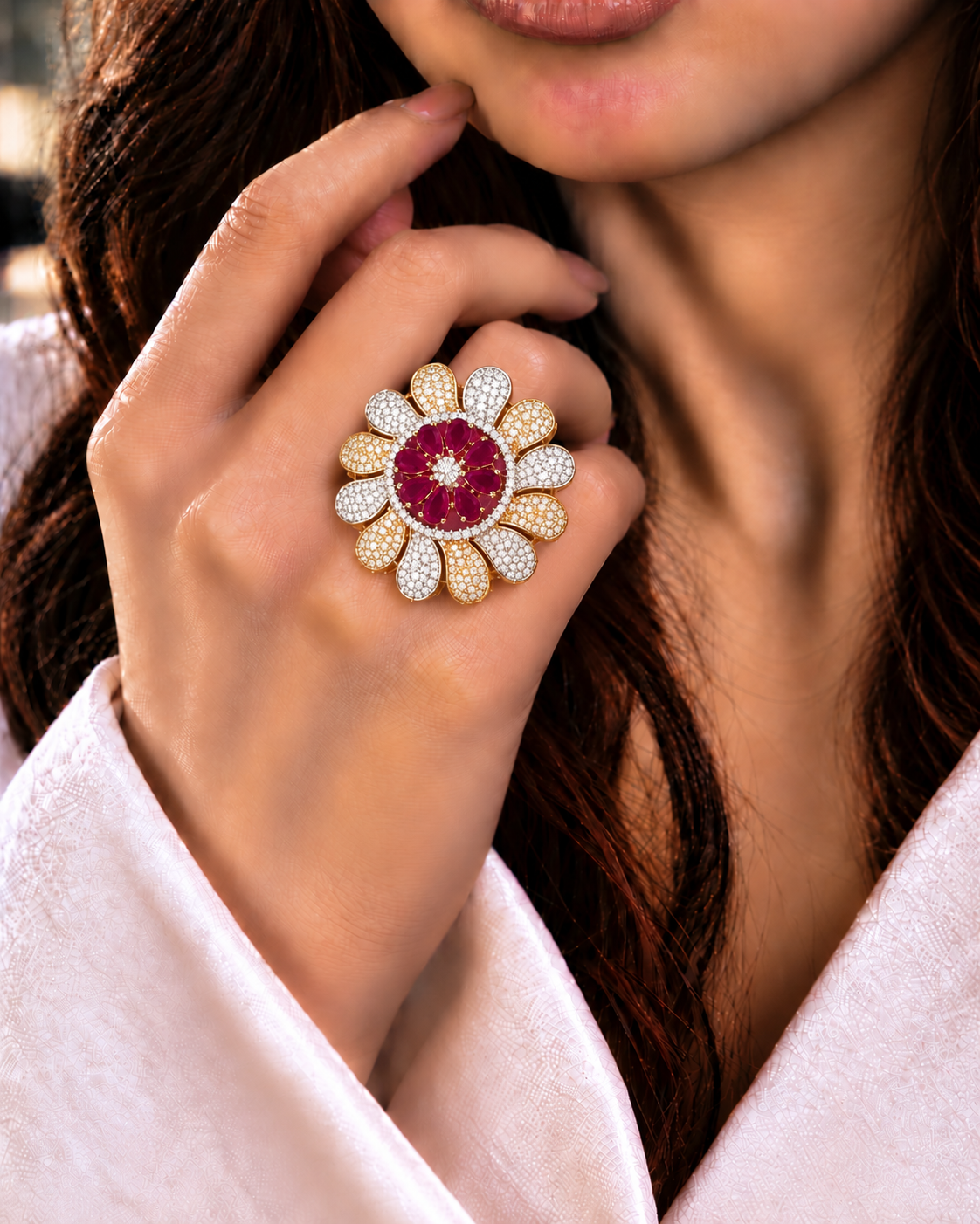 Regal Bloom Adjustable Statement Ring