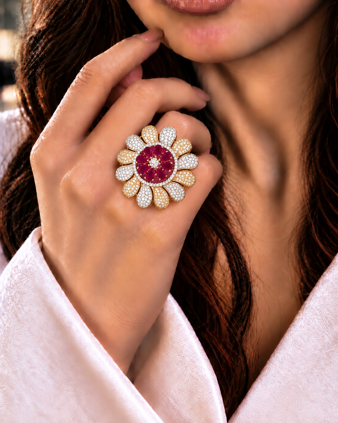Regal Bloom Adjustable Statement Ring