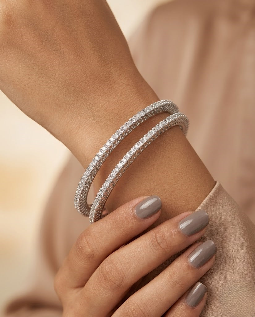 Gold Finish Diamond-Style Designer Bangles for Women