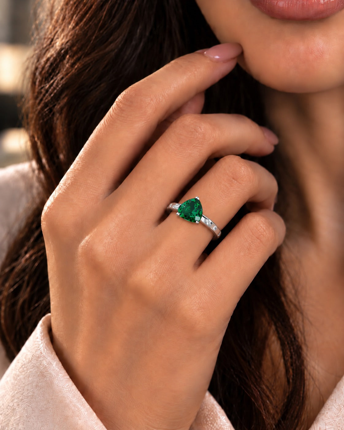 Silver Heartstone Adjustable Ring