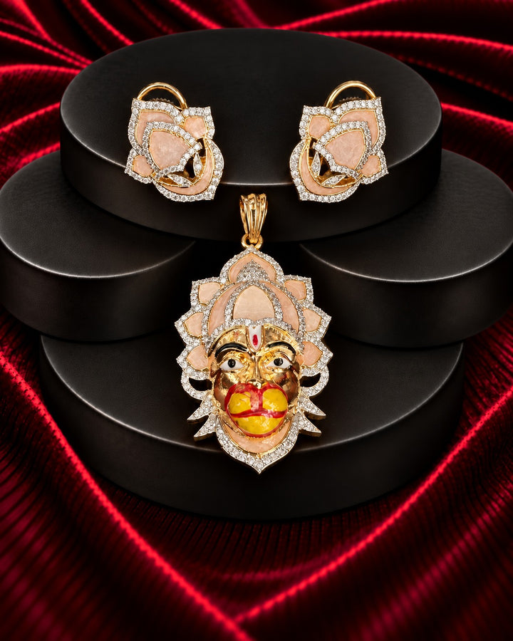 Veer Hanuman Heritage Pendant & Earrings Set