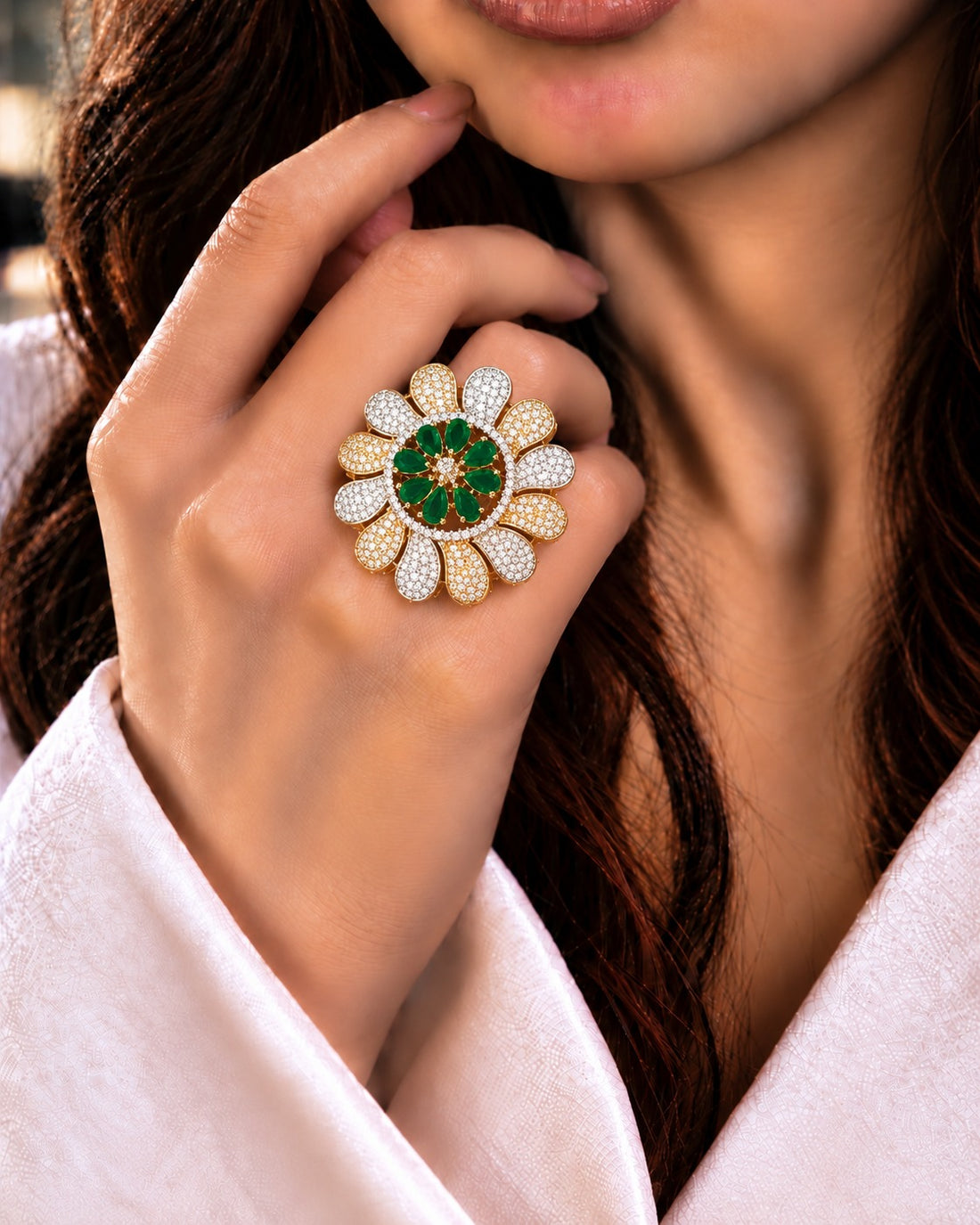 Regal Bloom Adjustable Statement Ring