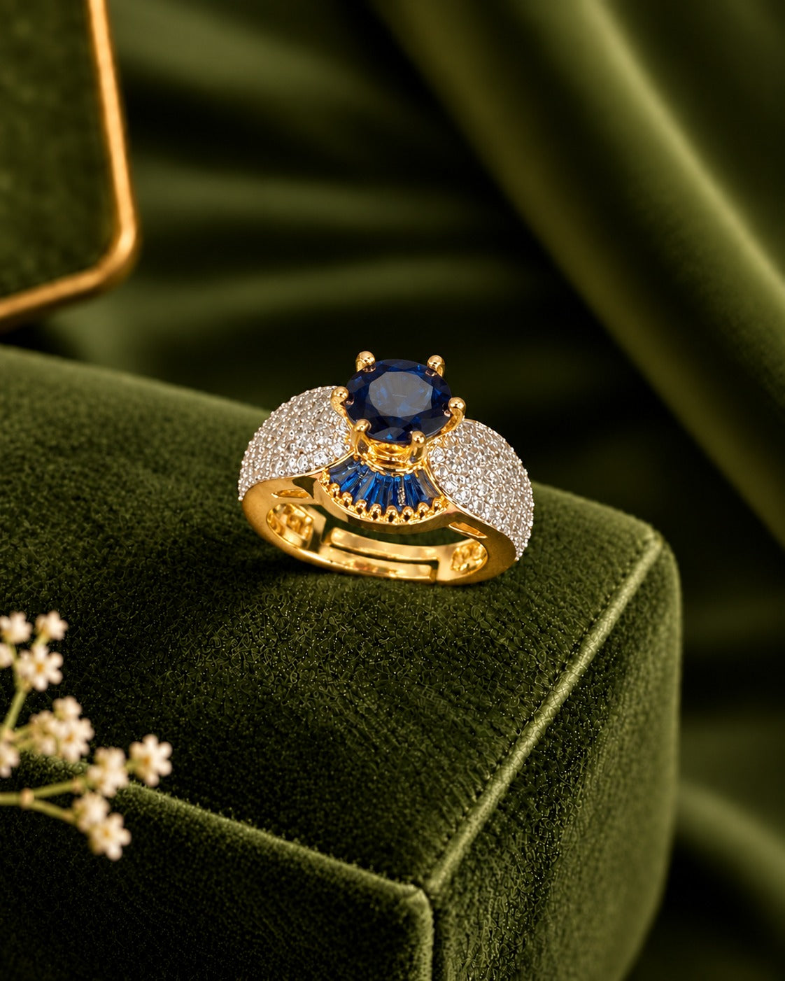 Majestic Crown Solitaire Adjustable Ring