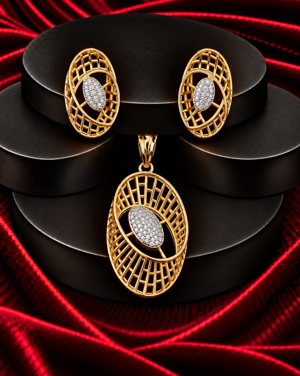Virelle Diamond-Look Lattice Pendant Set
