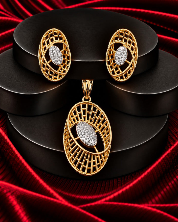 Virelle Diamond-Look Lattice Pendant Set