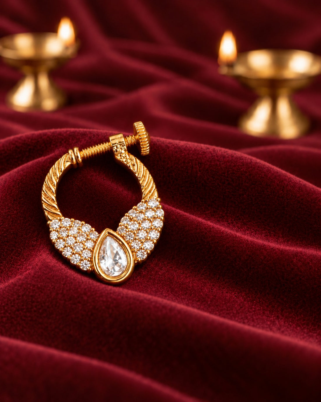 Royal Teardrop Stone Nath – Screw Type