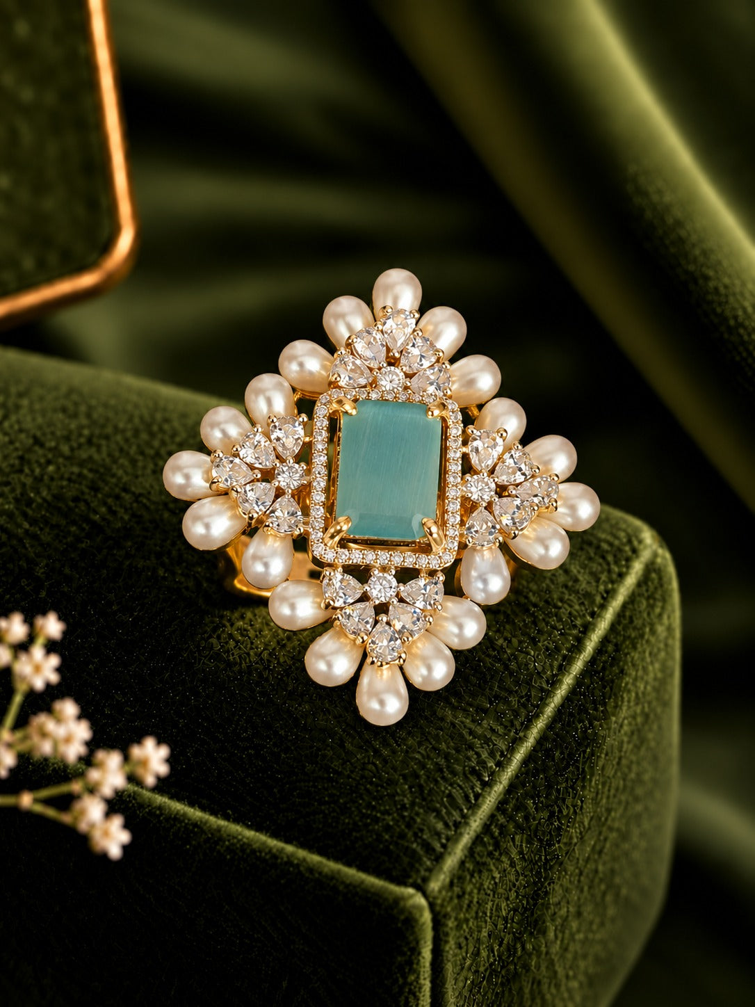 Aurelia Pearl Halo Adjustable Ring