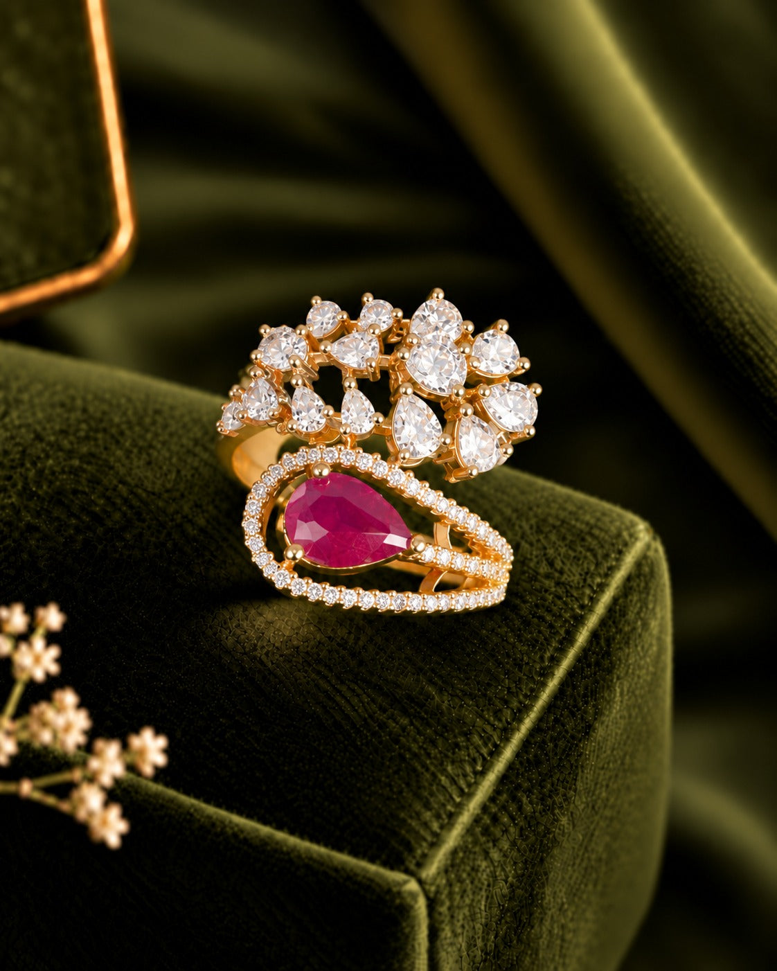 Celestia Teardrop Bloom Adjustable Ring