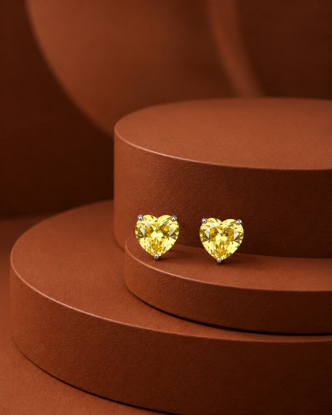 Swarovski Heart Cut Crystal Stud Earrings – Silver Finish | Multi Colour Options