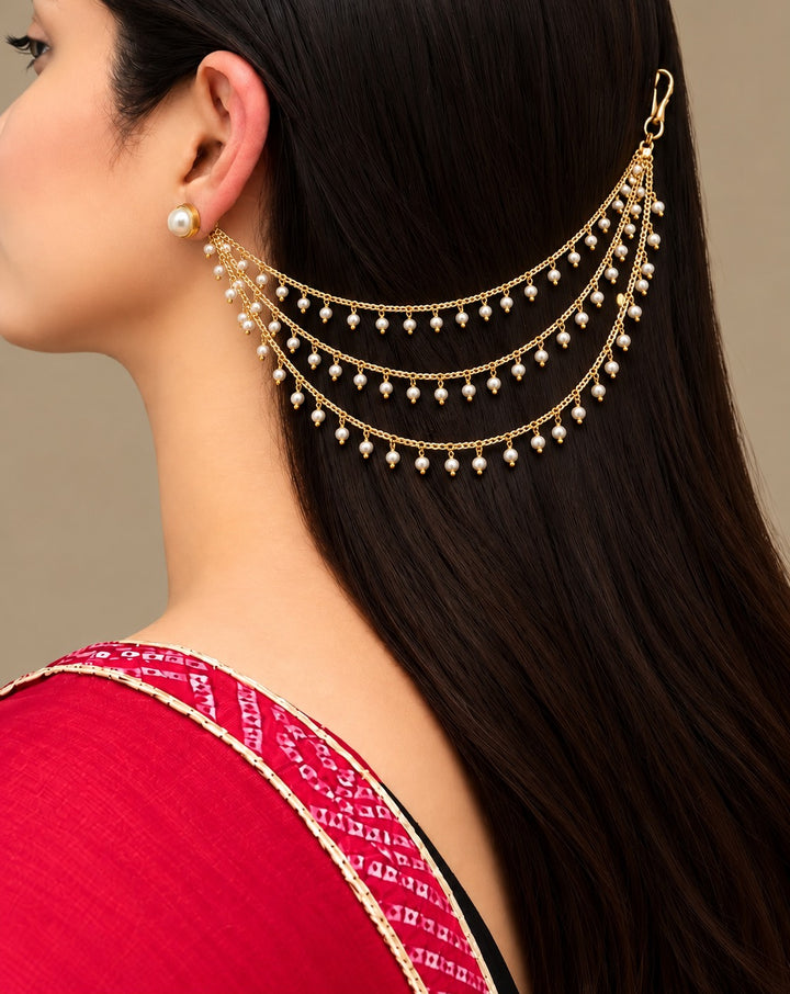 Triple Layer Pearl Cascade Payal – Pair