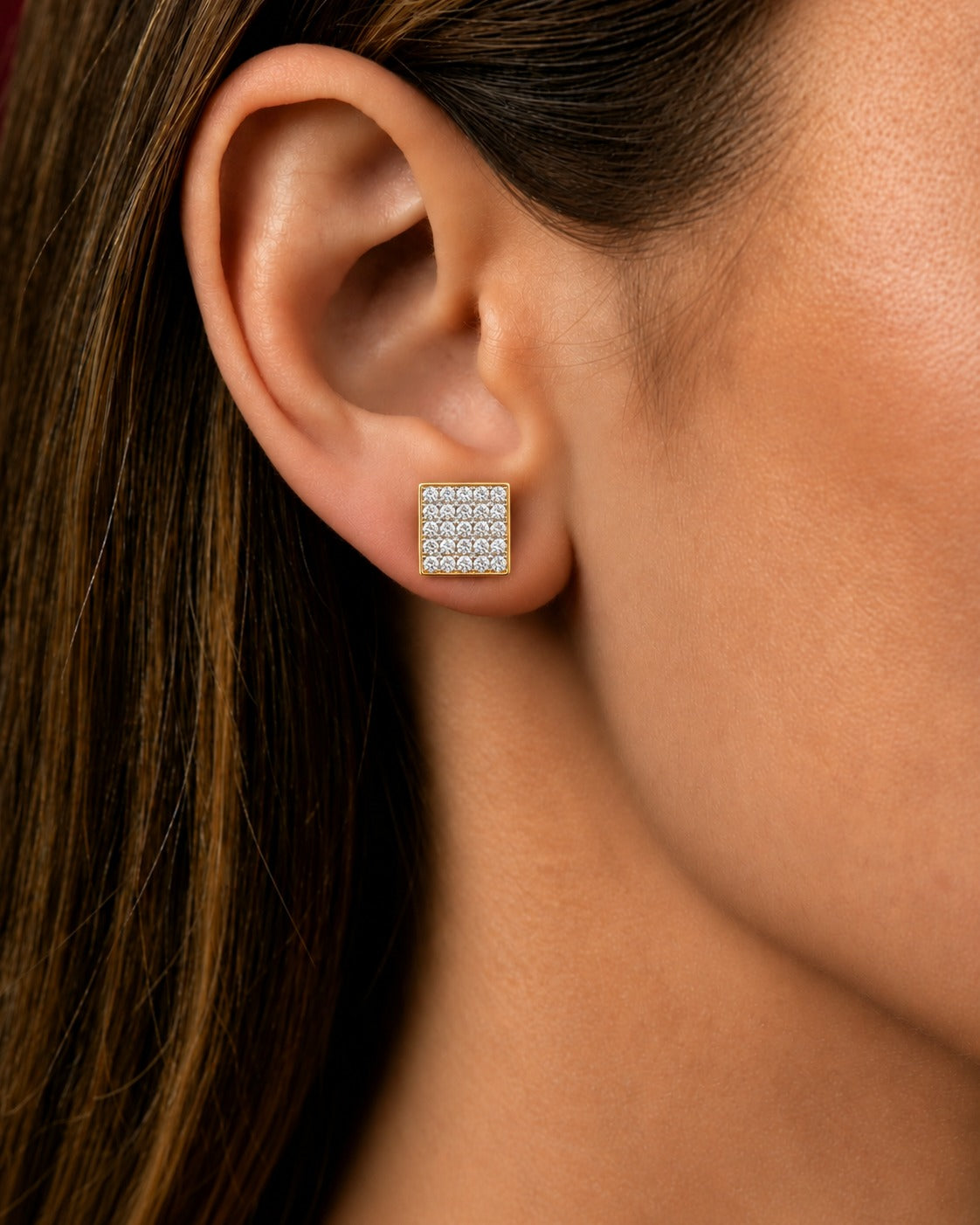 Luxe Square Diamond-Look Stud Earrings