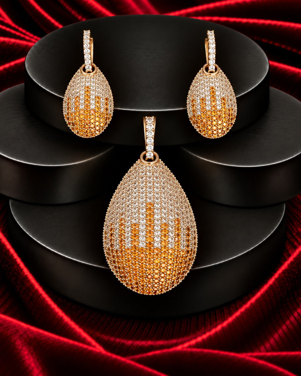 Aurevia Spectrum Teardrop Pendant & Earrings Set