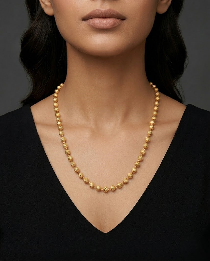Gold Finish Beaded Chain for Women
