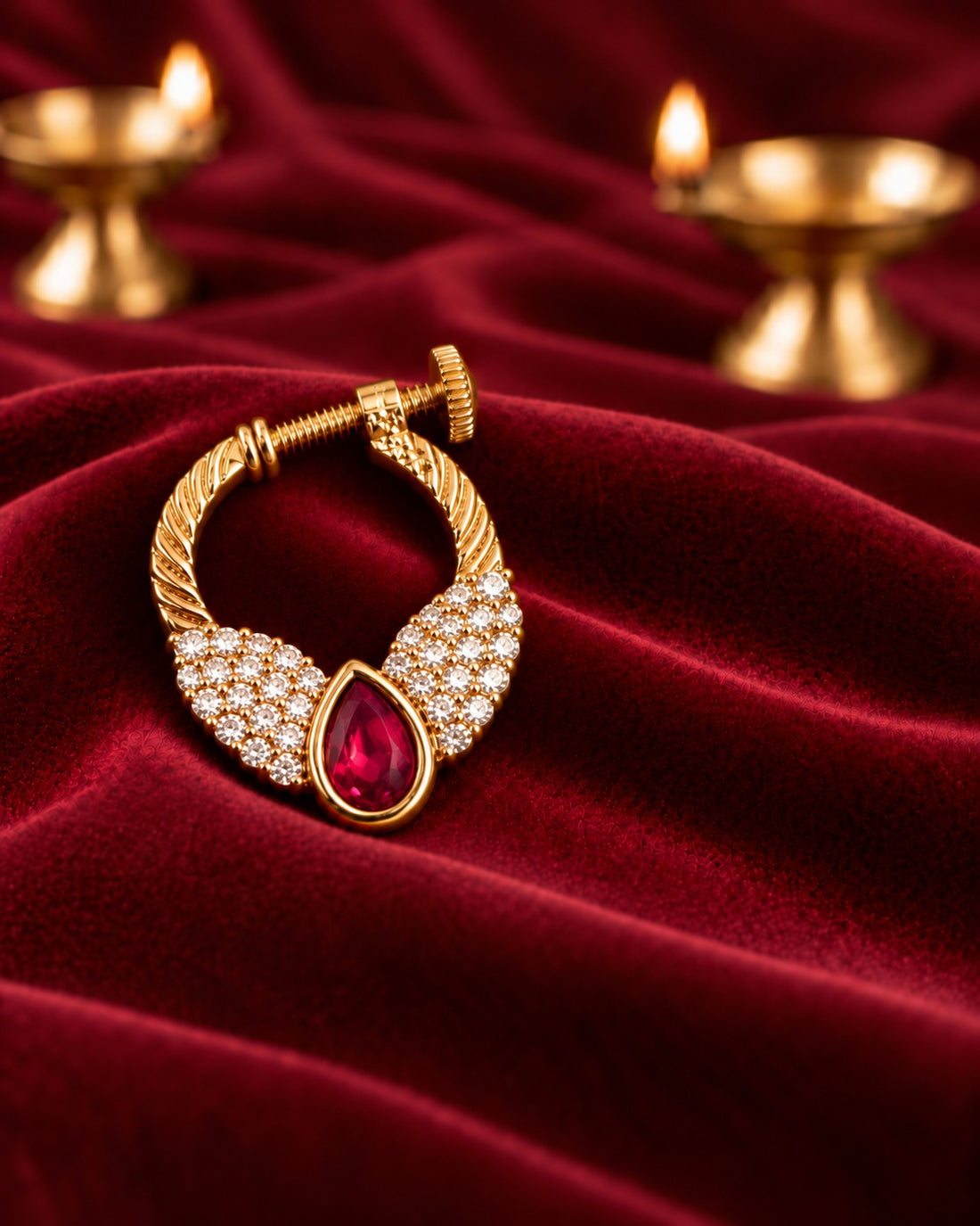 Royal Teardrop Stone Nath – Screw Type