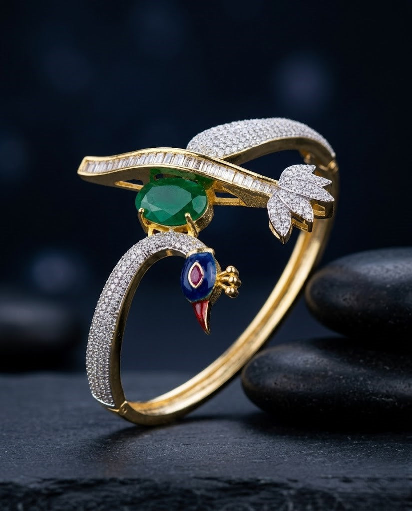 Mayurika Royal Peacock Designer Openable Kada Bracelet for Women