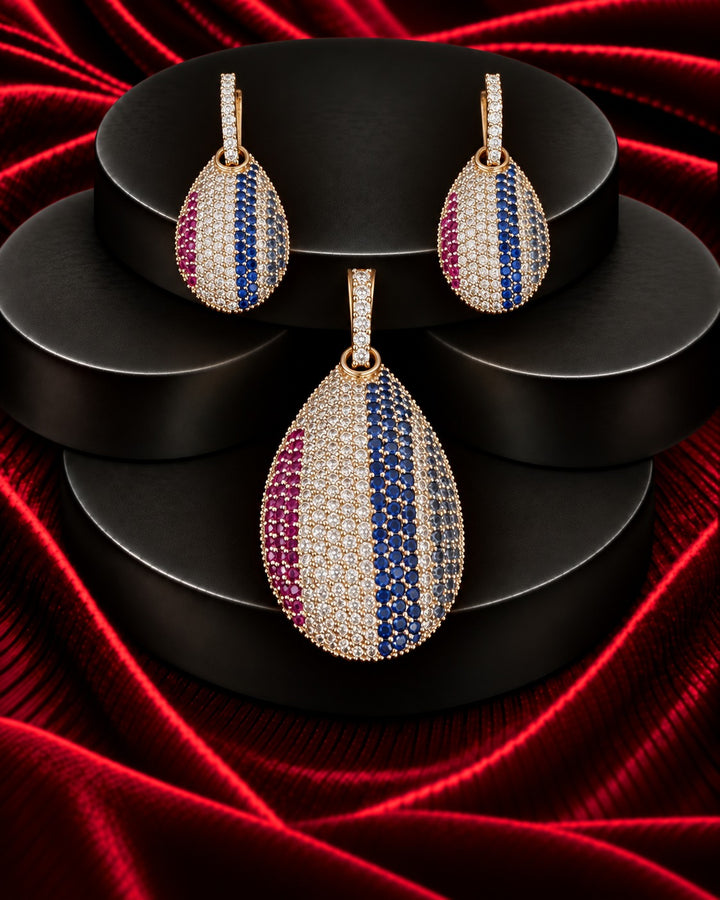 Celestine Tricolour Teardrop Pendant & Earrings Set