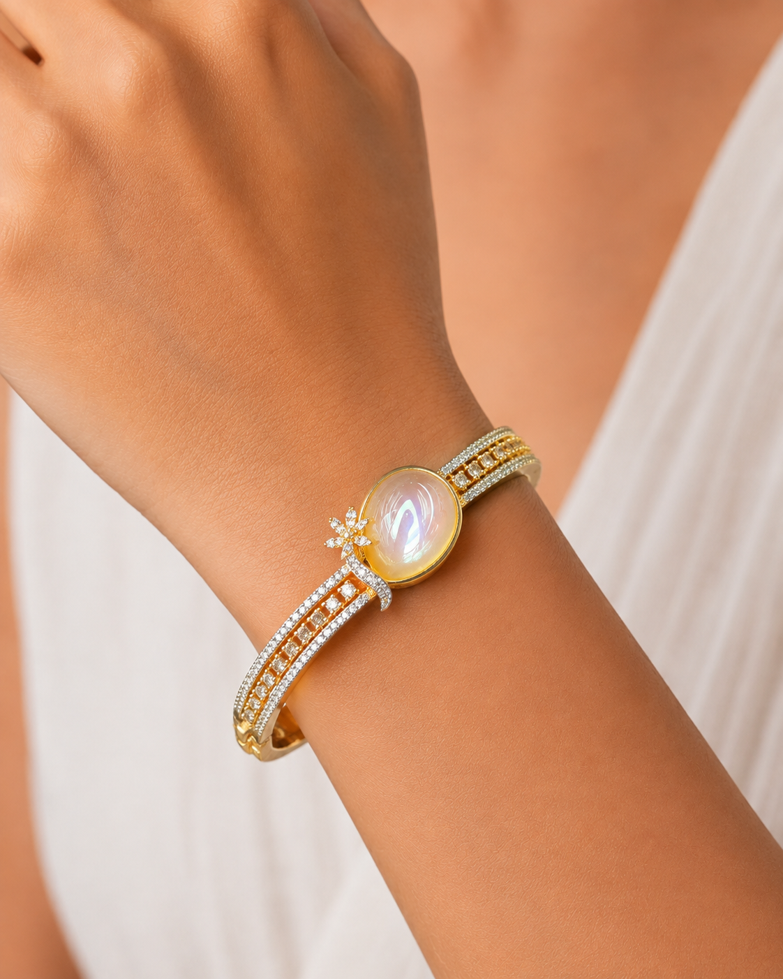 Mrigaya Pearl Openable Bracelet for Women