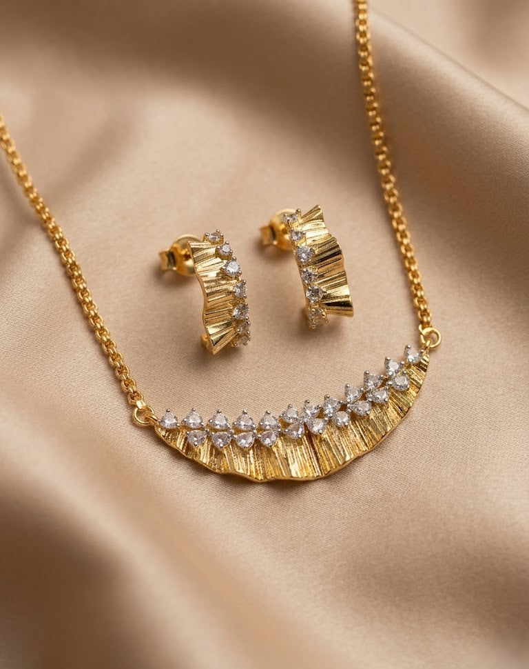 Svarna Noor Gold Tone Crystal Necklace Set for Women