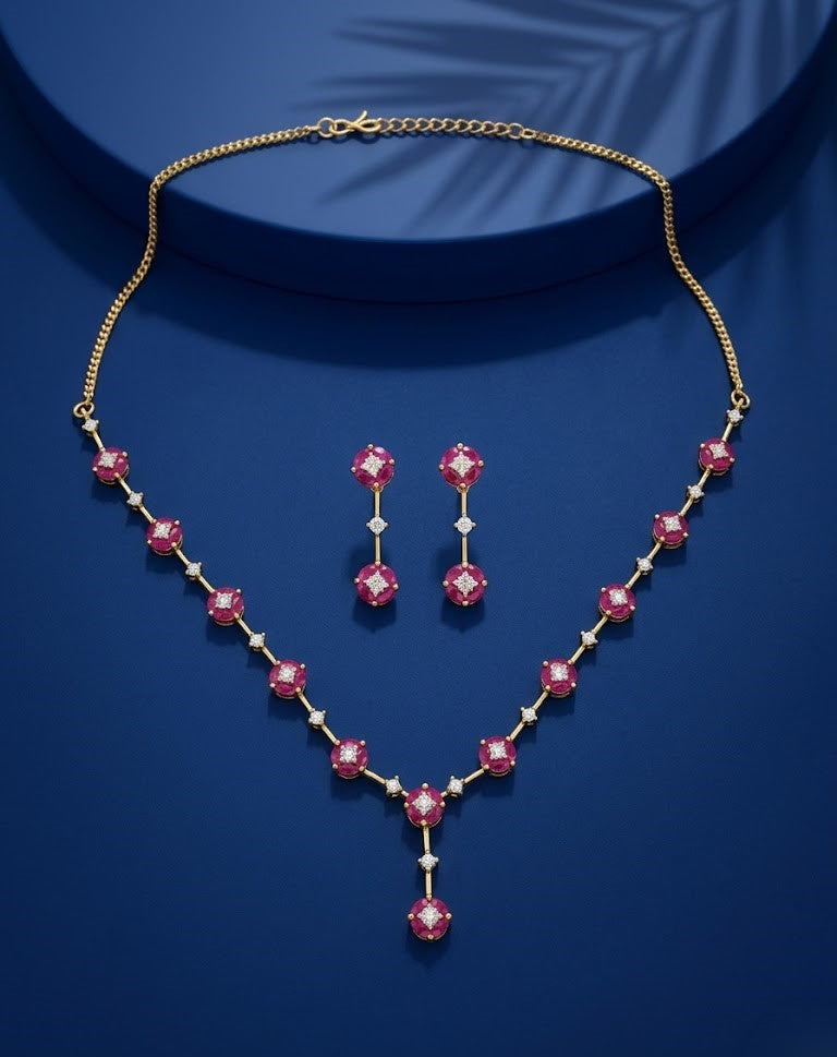 Ruhani Ruby Blossom Necklace Set
