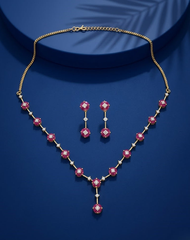 Ruhani Ruby Blossom Necklace Set