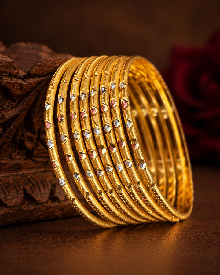 Solid Tri-Tone Bangles – Pack of 8