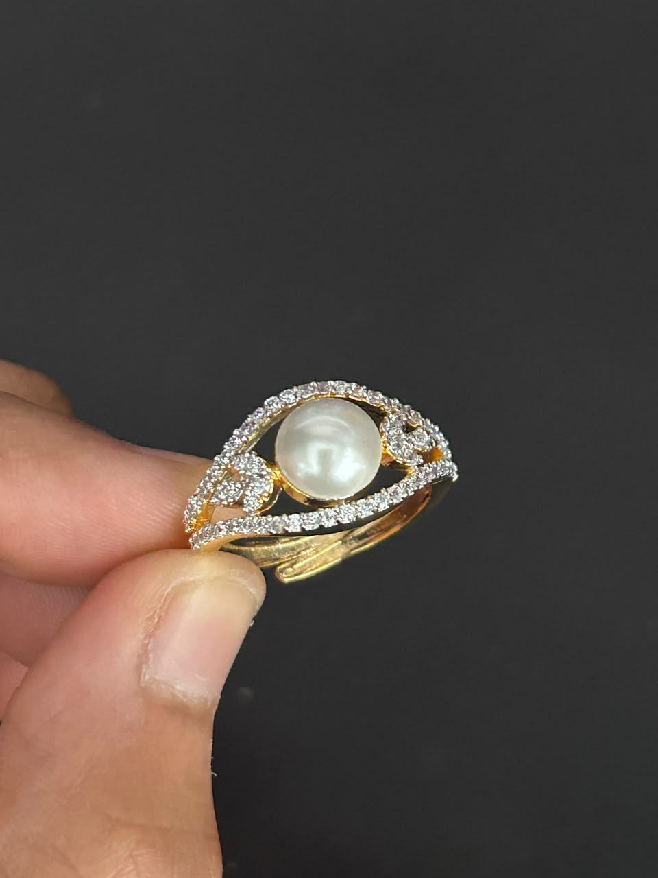 Aurevia Pearl Halo Adjustable Ring